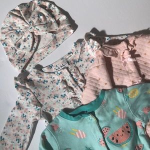 Baby Footed sleepers & Matching Turban